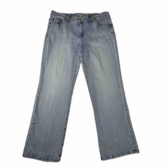 Liz Co Jeans Size 18 Stretch Straight Leg Mid Rise Blue Denim Light Wash - Picture 4 of 11